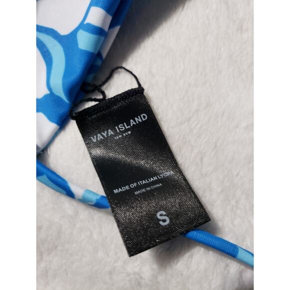 Vaya Island Bikini Top Women's Size Small Blue Floral Print Strappy Adjustable - Picture 5 of 9